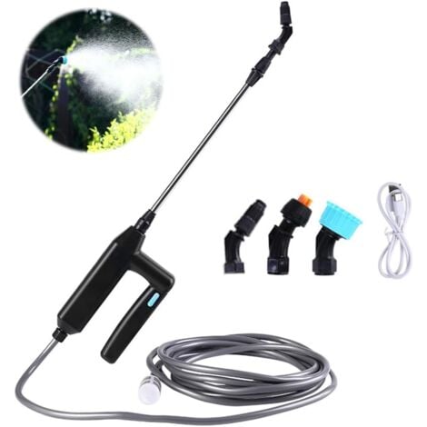 Pulverisateur Electrique, Pulverisateur pour Toiture, 7.4V/1A Pulverisateur de Jardin Electrique, Pulvérisateur à Batterie avec 3 Buses Et 5M de Tuyau, USB Rechargeable, pour Pelouse, Jardin