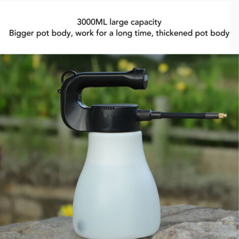 Pulvérisateur électrique rechargeable 3L Pulvérisateur électrique rechargeable pour jardin avec nozzle flexible et bidon capacité de 3 litres Longue durée de batterie pour plantes lavage auto nettoyag