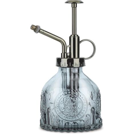 Pulvérisateur Verre 200ml - 1 Unité - Style Rétro - Buse Bronze - Arrosage Plantes Jardin Intérieur Extérieur - Gris