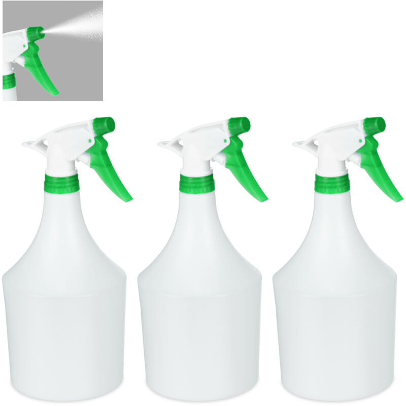 

Pulverizador 1 Litro, Set de 3 Unidades, Boquilla Ajustable, Bote Spray con Escala, Espray, Plástico, Verde