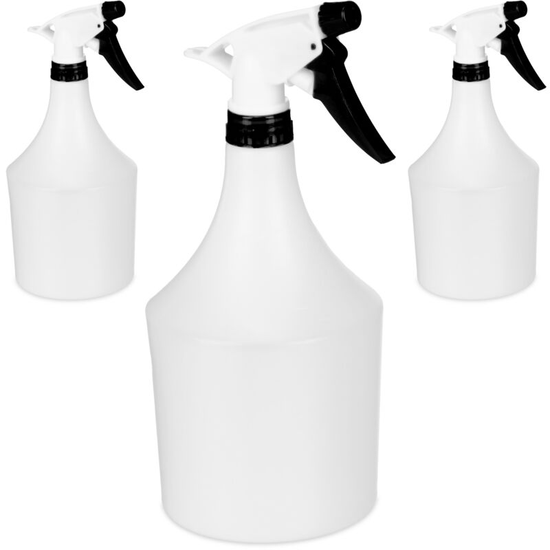 

Pulverizador 1 Litro, Set de 3 Unidades, Boquilla Ajustable, Bote Spray con Escala, Plástico, Negro