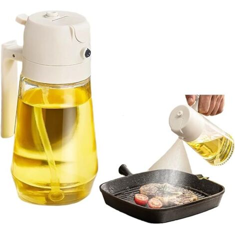 Pulverizador de aceite 2 en 1 para aceite de cocina, botella rociadora de aceite de 470 ml apta para alimentos, atomizador de aceite de alta calidad, rociador de aceite para cocinar, rociador de aceit