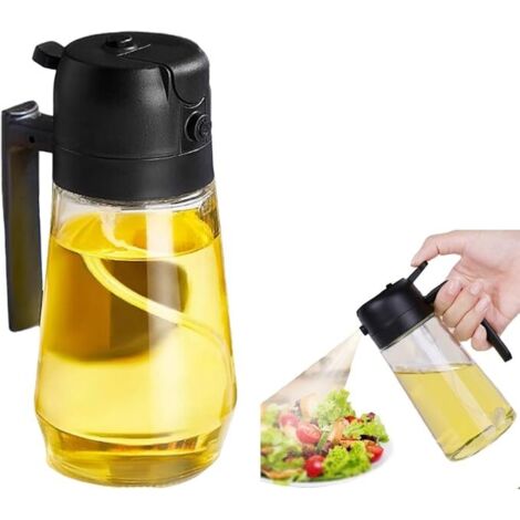 Pulverizador de aceite 2 en 1 para aceite de cocina, botella rociadora de aceite de 470 ml apta para alimentos, atomizador de aceite de alta calidad, rociador de aceite para cocinar, rociador de aceit