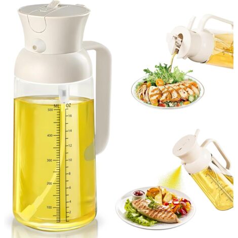 Pulverizador de aceite de cocina 2 en 1, pulverizador de aceite de cocina de 550 ml, pulverizador de aceite de oliva, botella dispensadora de aceite para freidora de aire, ensaladas, barbacoa y parril