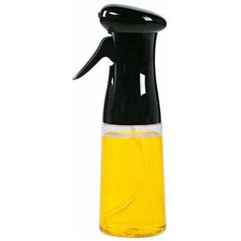 Pulverizador de aceite de oliva de 210 ml, rellenable, para cocinar, ensaladas, barbacoas, hornear, asar a la parrilla, spray para el cabello y asar, color negro