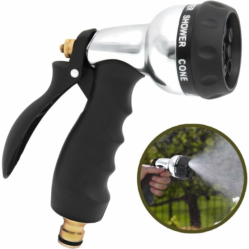 

Pulverizador de jardín conexión de latón con 7 modos de riego, para vehículos, pulverizador para lavado de coches, jardinería - Litzee