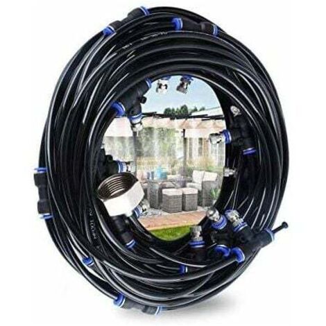 Pulverizador de niebla para exteriores CT, pulverizador de niebla para patio de 10 m con 9 boquillas de niebla + 1 boquilla de repuesto + 1 herramienta de corte de manguera, pulverizador de niebla par