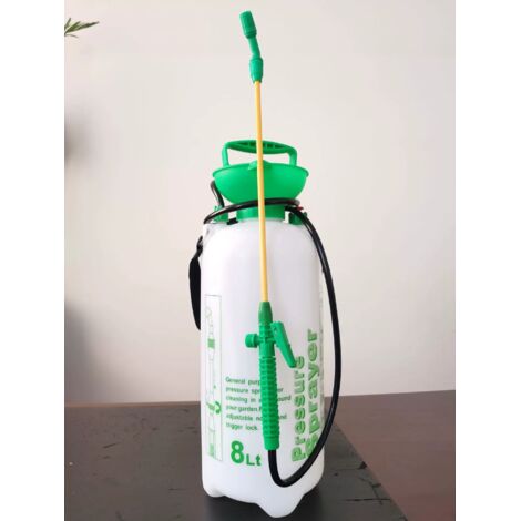 Pulverizador de presión de 8 l, pulverizador de aire ajustable, pulverizador de hombro, pulverizador presurizado, blanco y verde