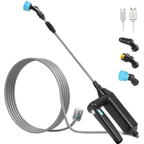 Pulverizador eléctrico de jardín de 7,4 V, pulverizador eléctrico para techos, pulverizador con lanza telescópica, pulverizador a presión con 3 boquillas y manguera de 5 m para riego.