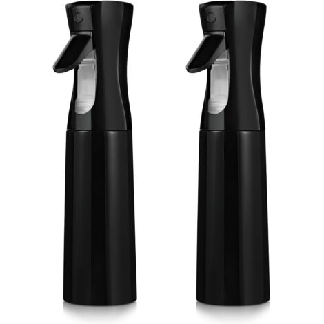 Pulverizadores de niebla continua para el cabello (300 ml), paquete de 2, para limpieza, pulverizadores de niebla ultrafina, para peinar el cabello, jardinería, rizar, etc. (Negro)