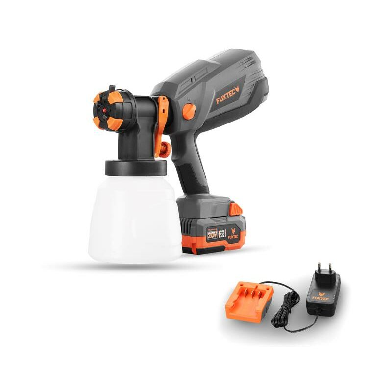 Pistolet a peinture batterie Fuxtec FX-E1CSP20 - 20V 1L - Set avec batterie 4Ah et chargeur 1A