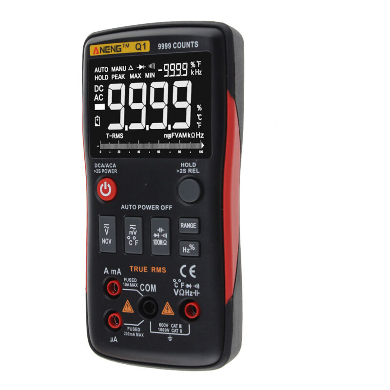 Multimètre numérique multifonction 9999 points True rms, voltmètre, ampèremètre, mini-compteur universel portable, mesure de haute précision, tension