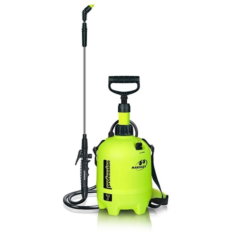 Pulvérisateur à pression MAROLEX modèle PROFESSION 7, capacité de 7 litres pour une pression de 4 bars. Hauteur 470mm.
