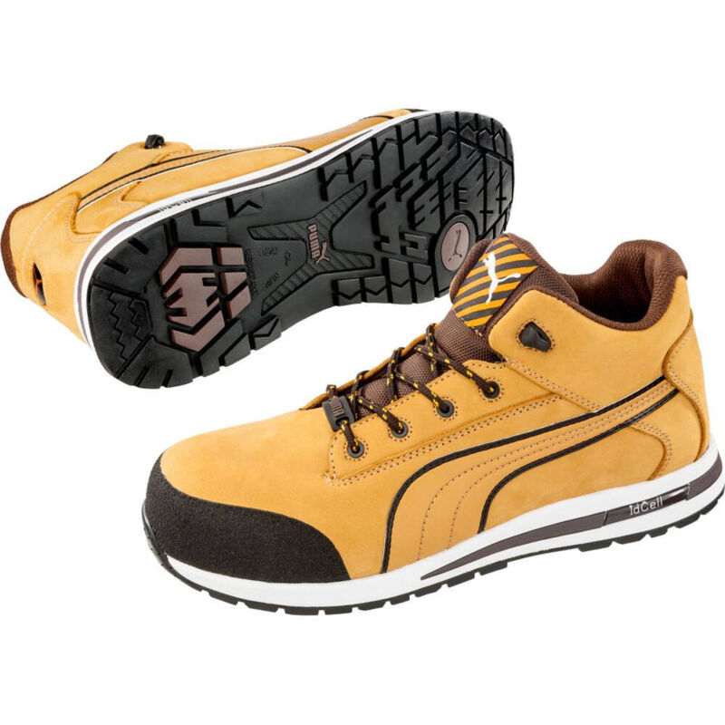 Image of Dash Wheat Mid S3 src Scarpa di sicurezza alta 100% non metallica Giallo / Nero 46 - Puma