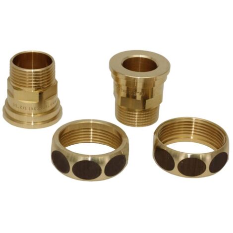 Pumpenverschraubungs-Set aus Messing, DN 25 AG 1 Zoll x DN 40 IG 1 1/2 Zoll