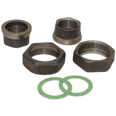 Pumpenverschraubungs-Set aus Temperguss schwarz, DN 32 (1¼ Zoll) IG x DN 50 (2 Zoll) IG