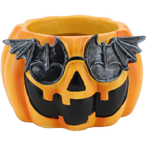 Pumpkin Planter Pot Decorative Ornament Resin Cute Pumpkin Face Vase for Indoor Outdoor Garden Plants