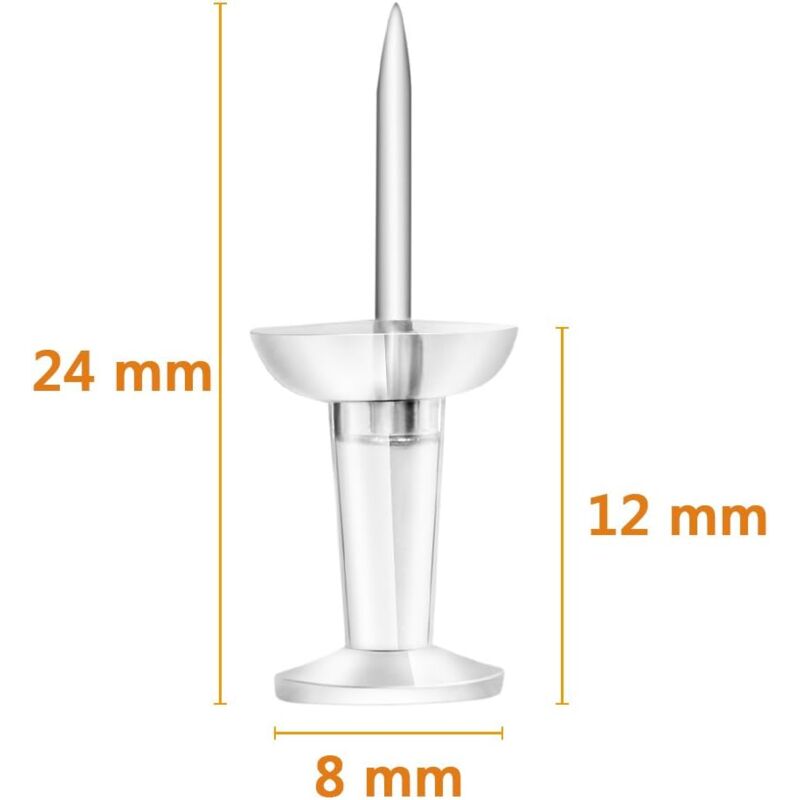 Punaises 600 points, punaises transparentes standard, pointe en acier et tête en plastique transparent