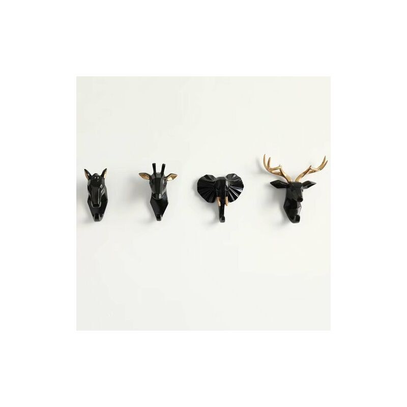 4 pièces crochet porte-manteau crochet animal porte-manteau porte-clés étagère murale (noir