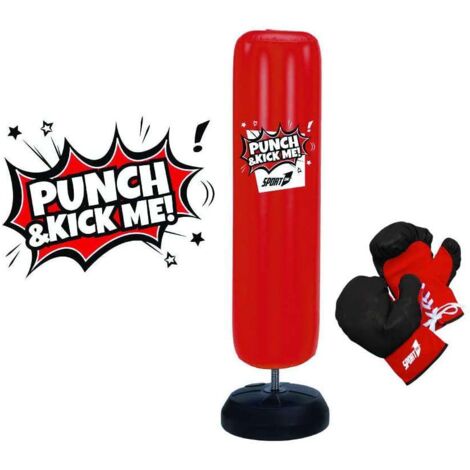 Punch Bag 150 cm Altezza + Guantoni Zavorrabile Sabbia Guanti Kick Boxe Bambini