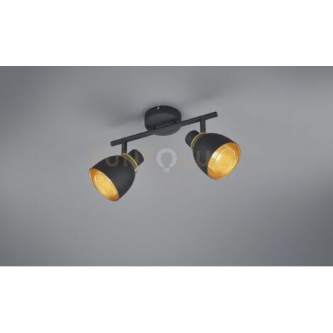 PUNCH BARRA 2 SPOTS METALLO NERO E ORO L. 29CM ATTACCO E14