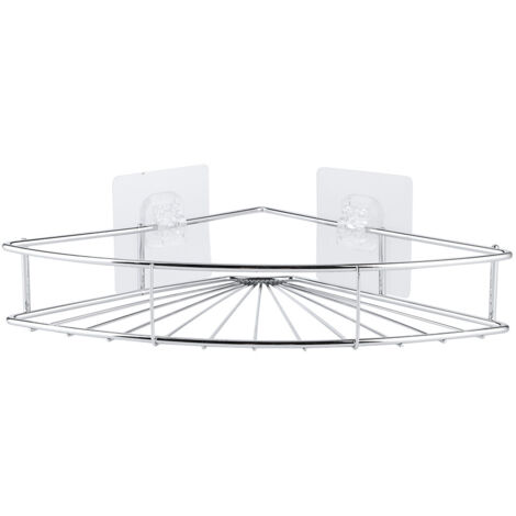 Punch Free Stainless Steel Triangular Storage Shelf Corner Bathroom Shelf Rack Organizer with Adhesive