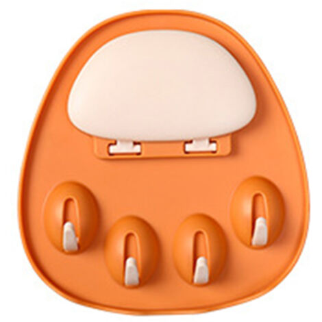 Punch Free Wall Mounted Pot Lid Holder Multi Purpose Wall Mounted Pot Lid Shelf Rack for Spoon ChopsticksOrange