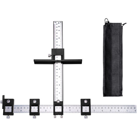 Punch Locator Adjustable Cabinet Hardware Jig Drilling Guide Template Drilling Kitchen Door Handle Jig for Installing Handle Knobs on Door or Drawer Pulls (Black)