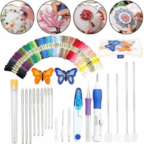 21PC Punch Needle Embroidery Kits Adjustable Punch Needle Tool