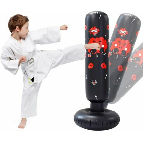 Punching-Ball 120cm, Gonflable de Boxe pour Enfants, Sac de Frappe Remise en Forme à Rebond immédiat, pour la Pratique du karaté Taekwondo MMA