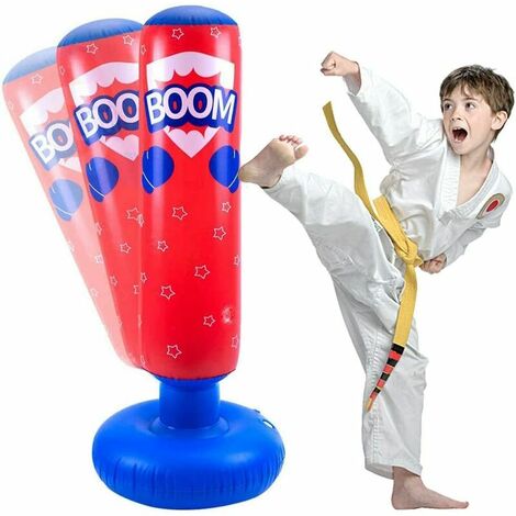 Punching-Ball 120cm, Sac Gonflable de Boxe pour Enfants, Sac de Frappe Remise en Forme à Rebond immédiat, pour la Pratique du karaté Taekwondo MMA,HANBING