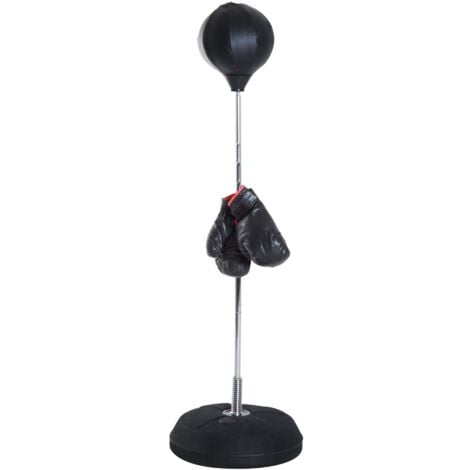 GIORDANOSHOP Punching Ball Sacco Boxe da Terra Altezza Regolabile 126-144 cm con Guantoni Nero