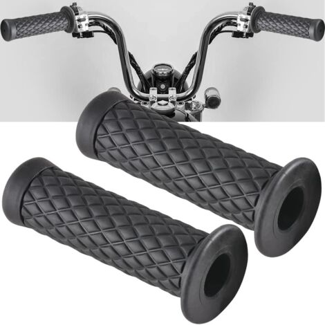 Puños negros para manillar de motocicleta, 22 mm y 24 mm, con extremos de goma antideslizantes, para Honda, Yamaha, Kawasaki y Suzuki.