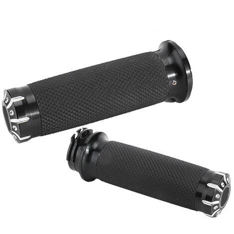 Puños para manillar de motocicleta - 2 piezas - Acero inoxidable - Negro - VRSC XL XR 1996- - 1 pulgada de diámetro