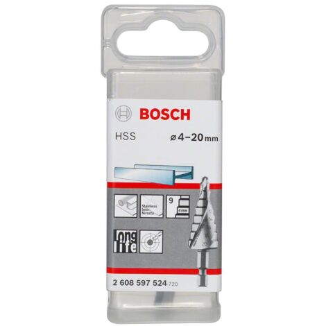 Punta a gradini hss con codolo esagonale diametro 4-20mm bosch professional 2608597524