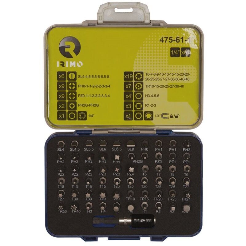 Punta Atornillador Adaptador Portap.Mag 1/4' 61Pz Irimo 61 Pz