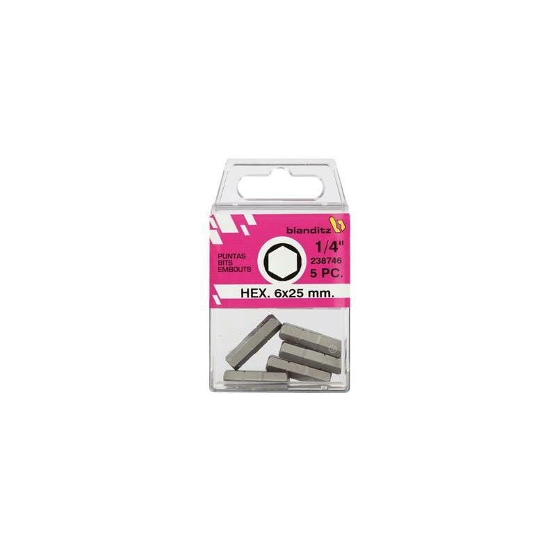 

Punta Atornillar Hexagonal 1/4 (5 Uds) Bianditz 2,5 X 25 Mm