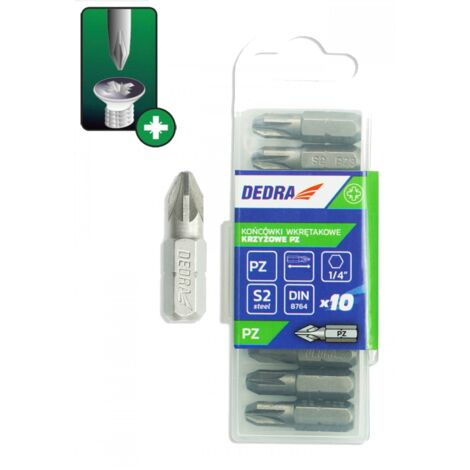 Punta cacciavite Dedra 18a01pz10-10 durezza resistente urti 25mm 10 pezzi