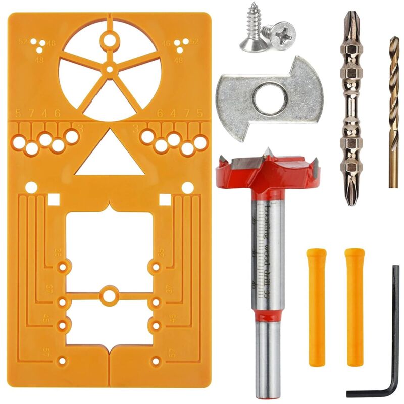 Punta con dima di foratura, piastra di montaggio cerniera, arresto di profondità, per cerniere da cucina, ante di mobili