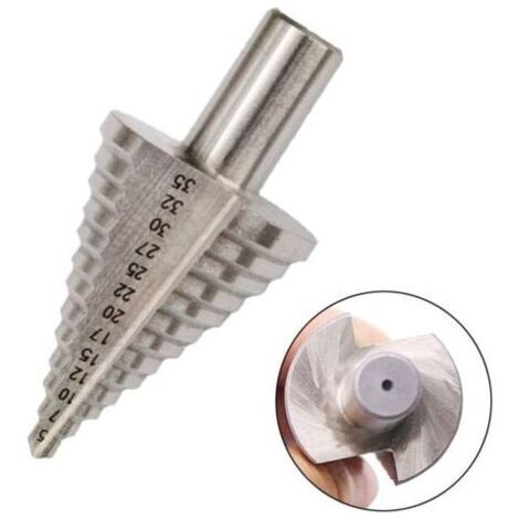 MUMU Punta conica a gradini, 13 gradini, 5 mm–35 mm, punta conica in acciaio HSS, punta conica 4241, fresa a tazza in titanio, punta conica, punta esagonale, set di utensili in acciaio HSS per acciaio, leg