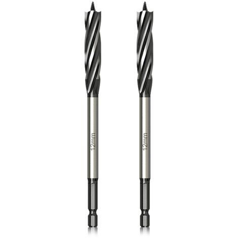 Punta da trapano professionale per legno, 12 mm x 165 mm x 2 pezzi, punta a coclea con punta pilota autoalimentante, punta da trapano con gambo esagonale da 1/4 di pollice per lavorazione del legno