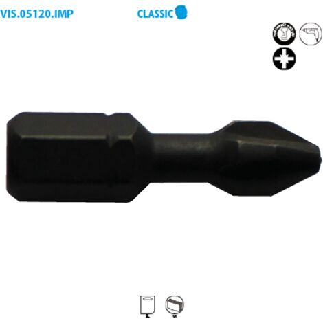 Punta de atornillar serie 1/4'' - POZIDRIV® impacto Classic PZ N°1 Largo. 25 Caja de 15
