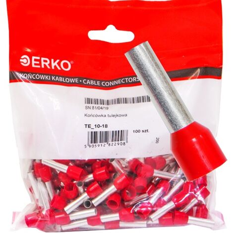 Punta de casquillo aislada TE 10/18 100 uds rojo ERKO