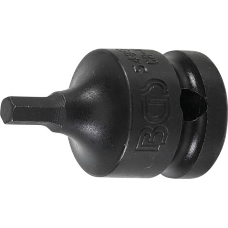 Punta de vaso de impacto  longitud 42 mm  entrada 12,5 mm (1/2")  hexágono interior 5 mm