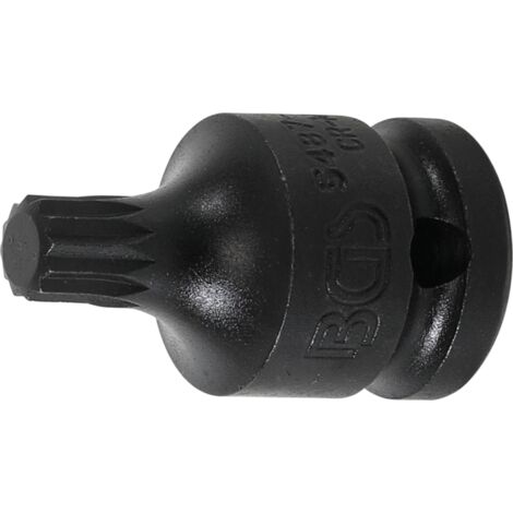 Punta de vaso de impacto  longitud 43 mm  entrada 12,5 mm (1/2")  dentado múltiple interior (para XZN) M10