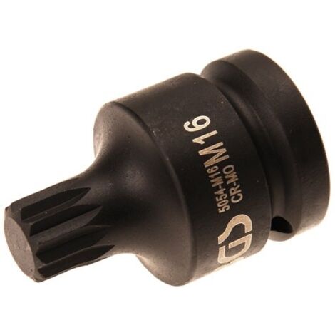 Punta de vaso de impacto  longitud 55 mm  entrada 20 mm (3/4")  dentado múltiple interior (para XZN) M16
