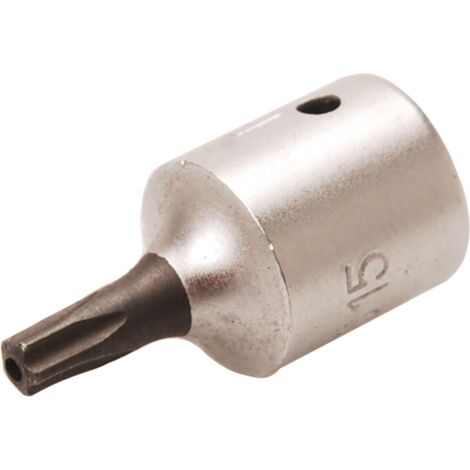 Punta de vaso  entrada 6,3 mm (1/4")  T-Star (para Torx Plus) con perforación TS15
