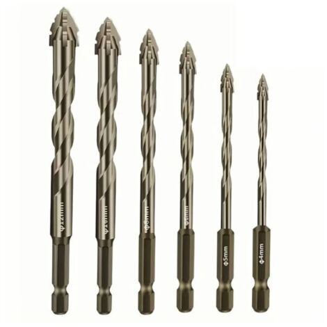 Punta eccentrica con quattro scanalature e denti di sega, punta in carburo, set di punte multi-misura per legno e metallo (4/5/6/8/10/12 mm)