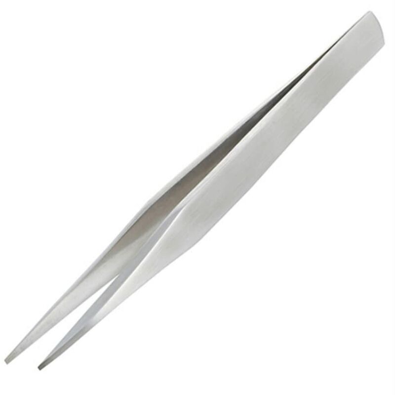 Image of Pinzette a braccio solido/rigido (non fless), punte sottili squadrate, 125 mm, in acciaio inox, Made in Japan. ingegneria pt-17, nichel