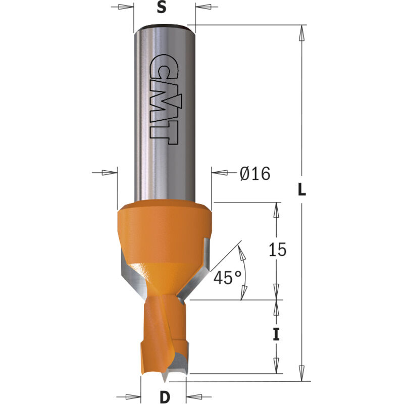 376.101.12 PUNTA FORO CIECO C/SVAS. D16 NEG. HW S=10x25 D=10x15x57.5 SX